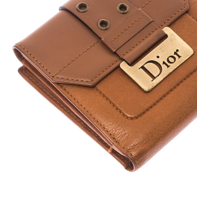 Dior Tan Leather Diorling Compact Wallet at 1stDibs