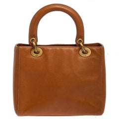 Dior Tan Leather Medium Lady Dior Tote