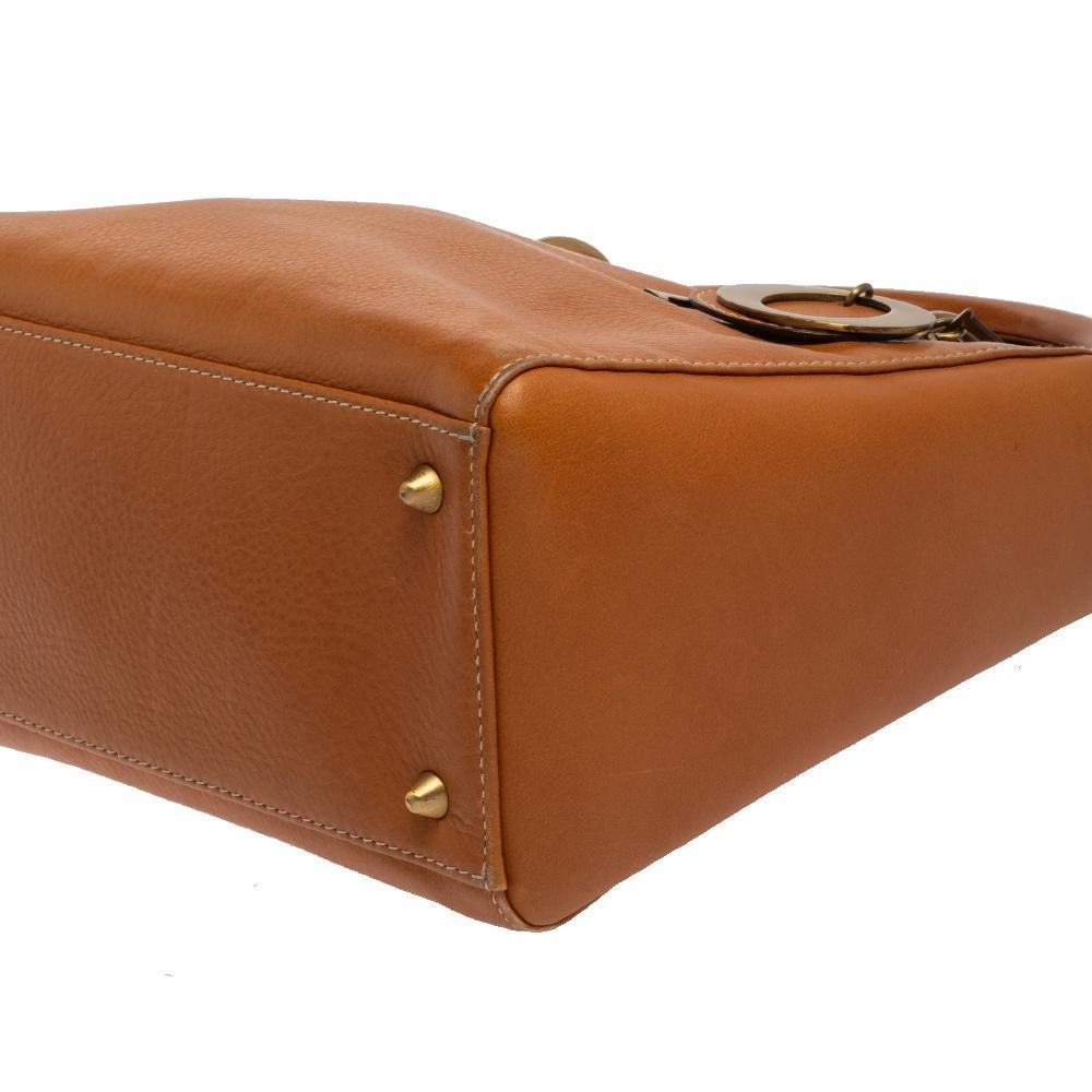 Dior Tan Leather Medium Lady Dior Tote 3