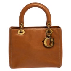 Dior Tan Leather Medium Lady Dior Tote