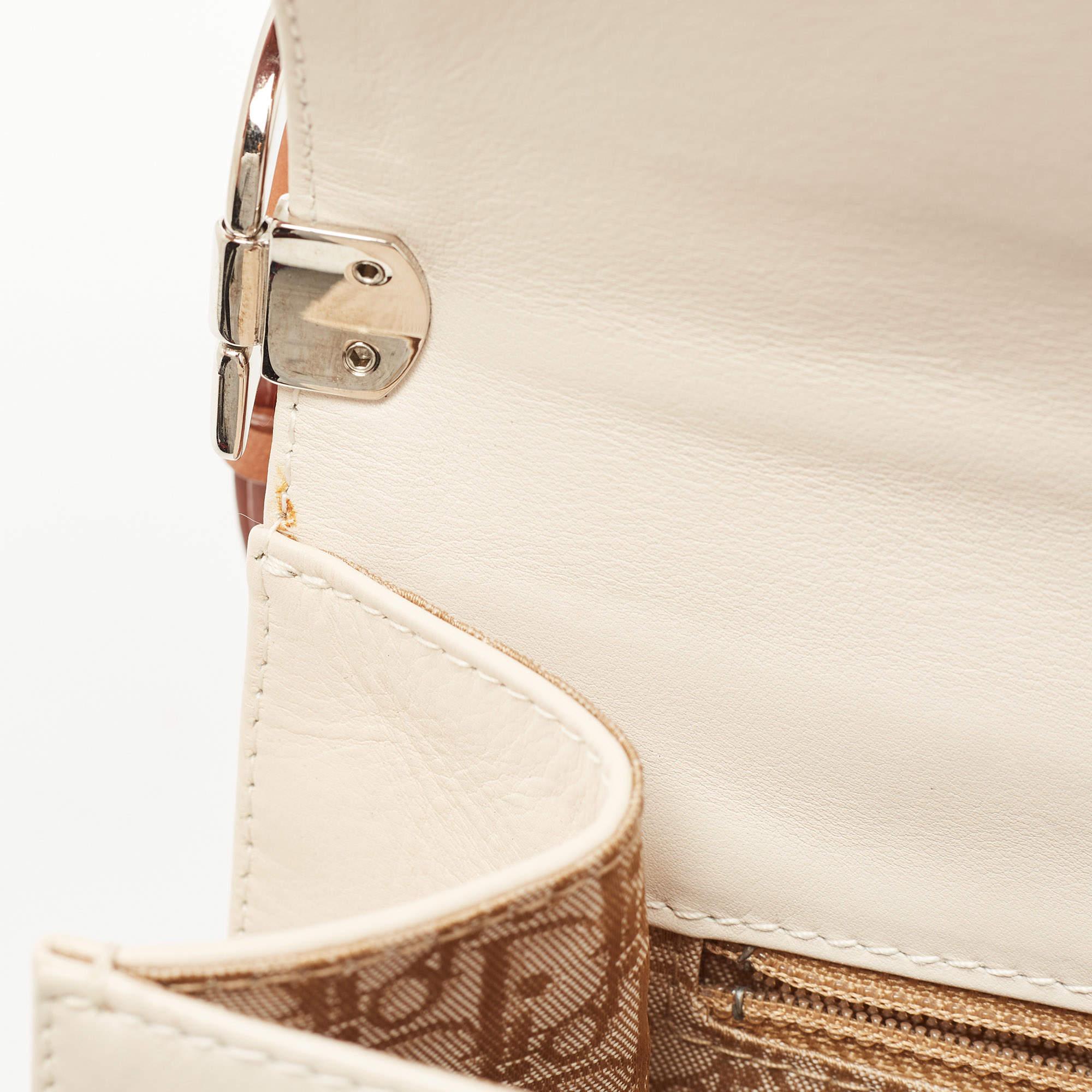 Dior Tan/Off White Brogue Leather Faux Pearl D’Trick Baguette Bag 10