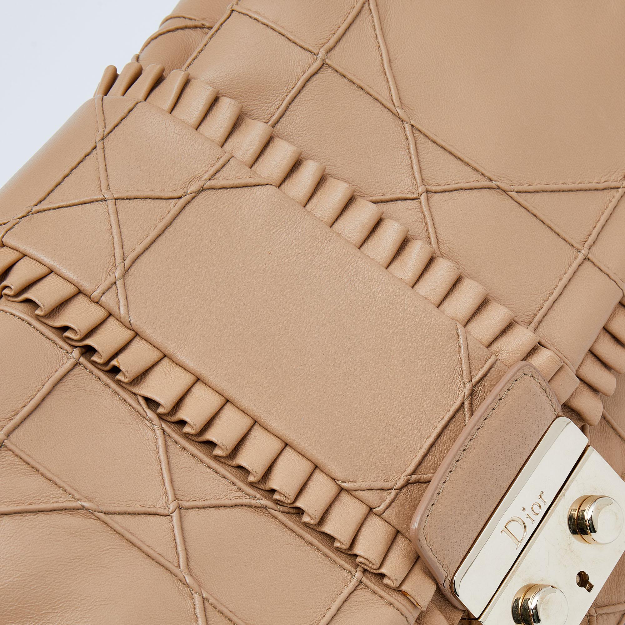 Dior Tan Quilted Ruffle Leather New Lock Flap Bag 5