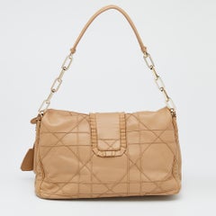 Dior Tan Quilted Ruffle Leather New Lock Flap Bag