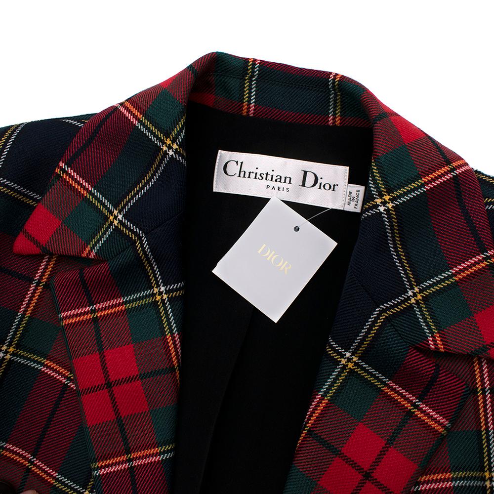 Dior Tartan Double Breasted Wool Blazer Jacket - Size US 4 In New Condition In London, GB