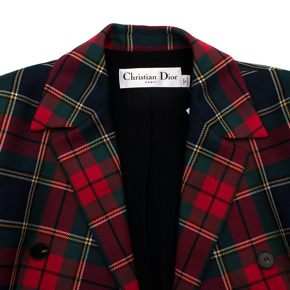 Dior Tartan Double Breasted Wool Blazer Jacket - Size US 4 1