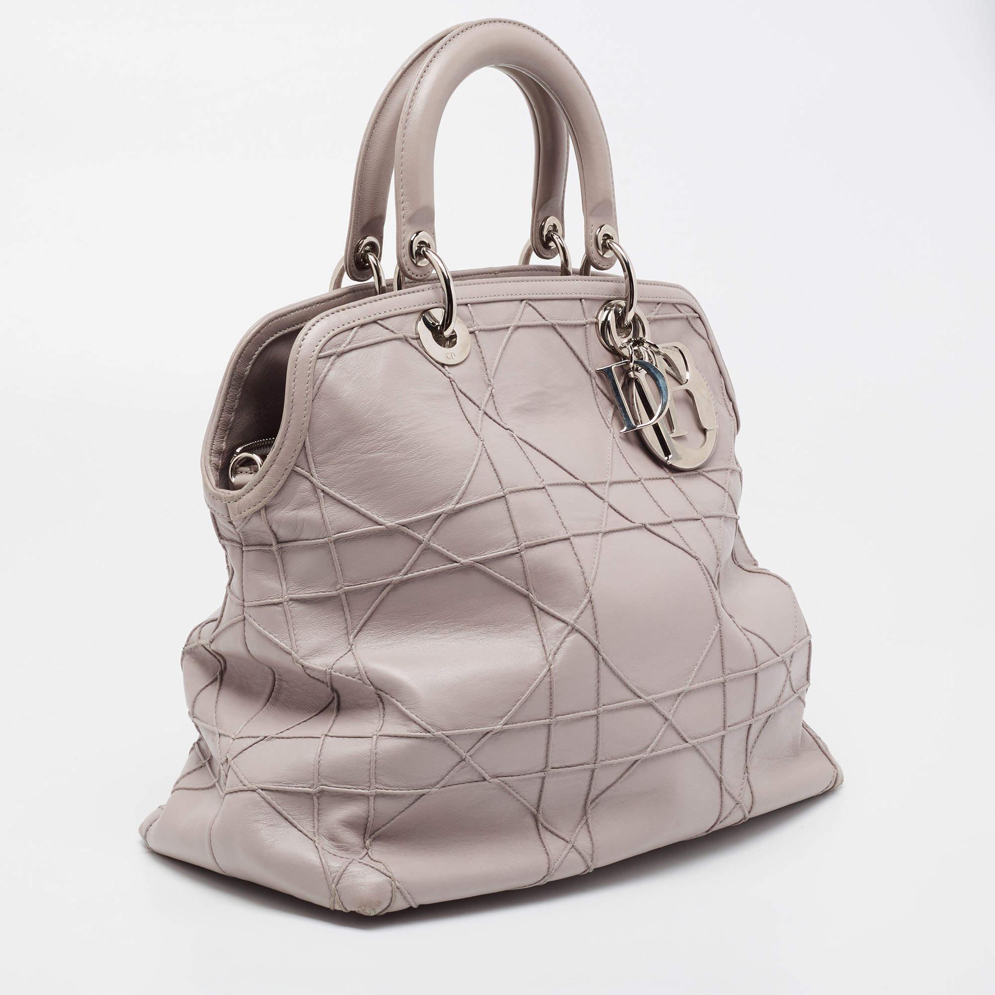Gray Dior Taupe Cannage Leather Granville Tote