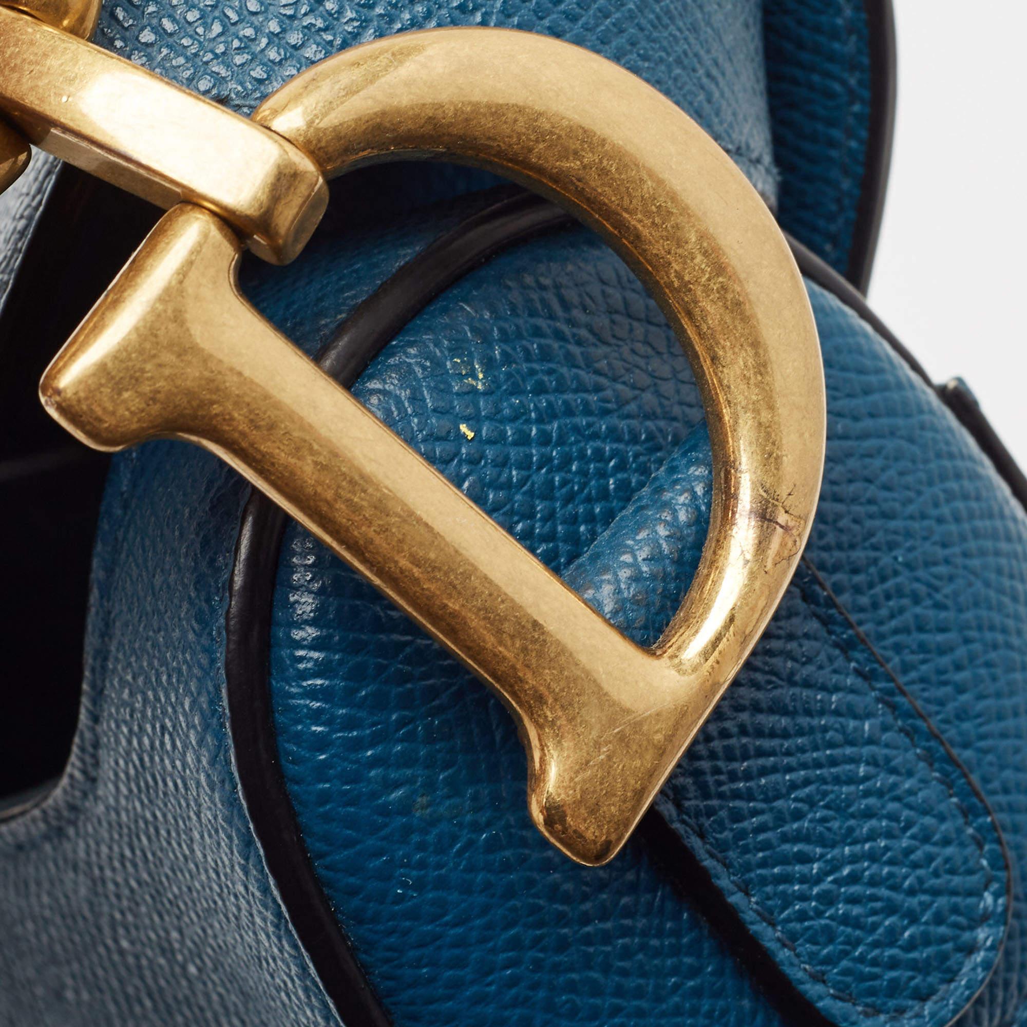 Dior Teal Blue Leather Saddle Shoulder Bag 6