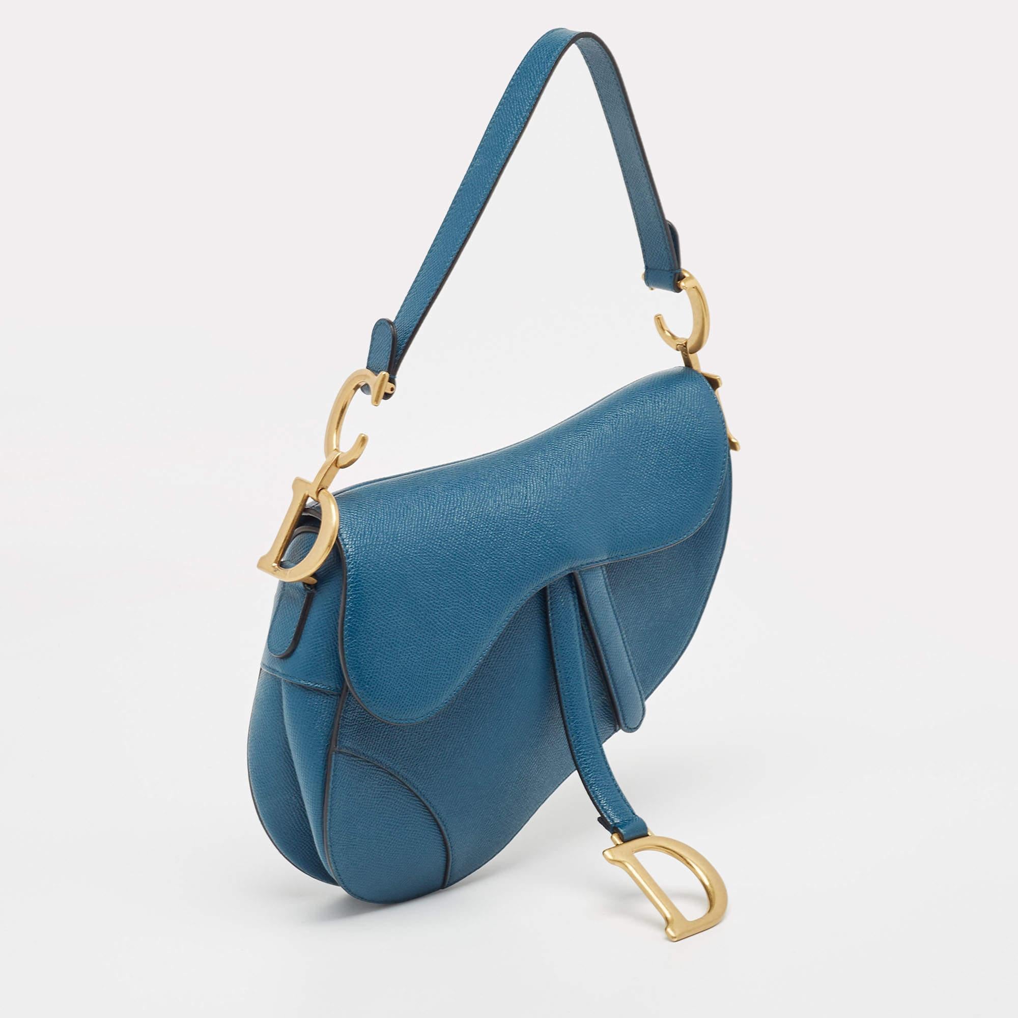  Dior Bleu Teal Leather Saddle Shoulder Bag (Sac à bandoulière en cuir) Pour femmes 