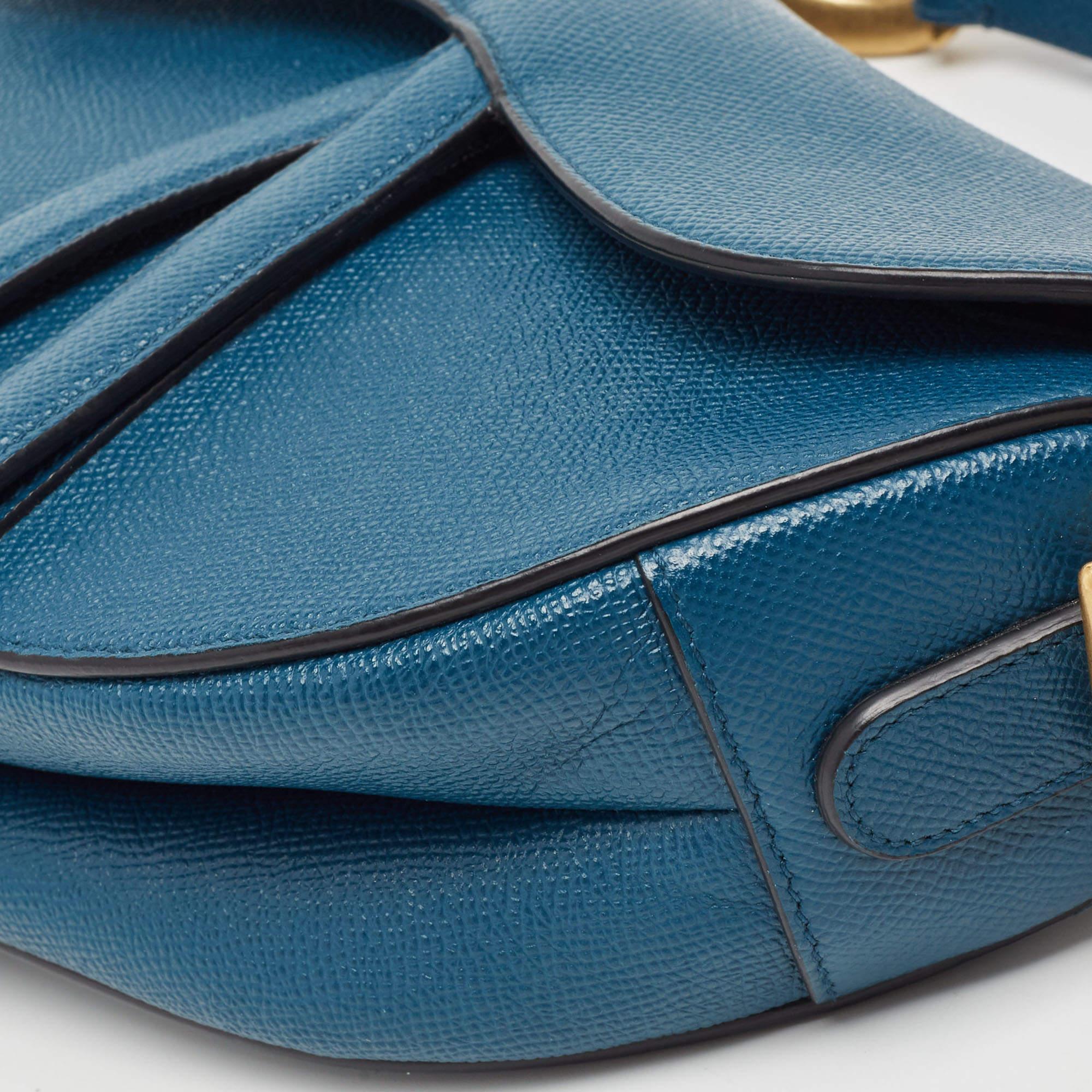 Dior Teal Blue Leather Saddle Shoulder Bag 1