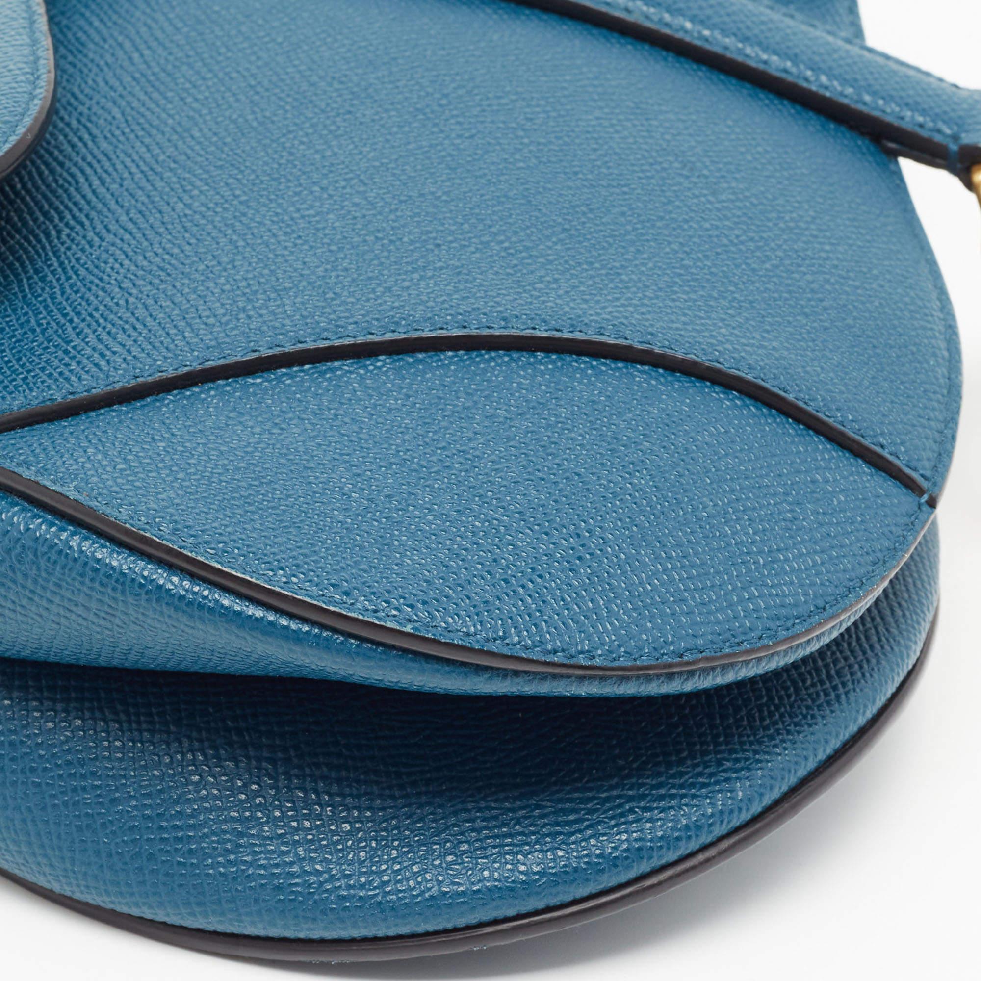 Dior Teal Blue Leather Saddle Shoulder Bag 2