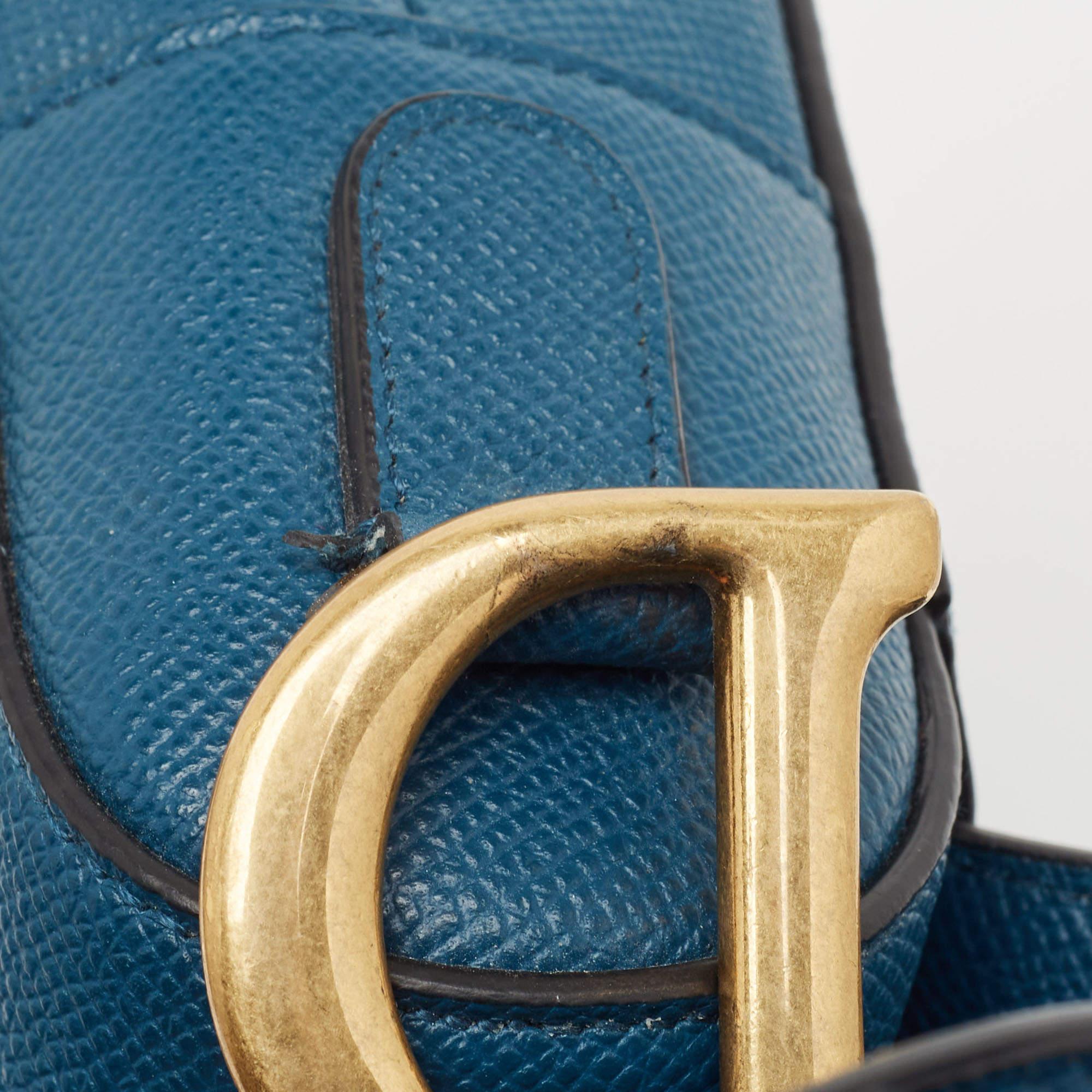 Dior Teal Blue Leather Saddle Shoulder Bag 5