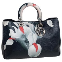 Dior Green Flower Print Leather Large Diorissimo Shopper Tote