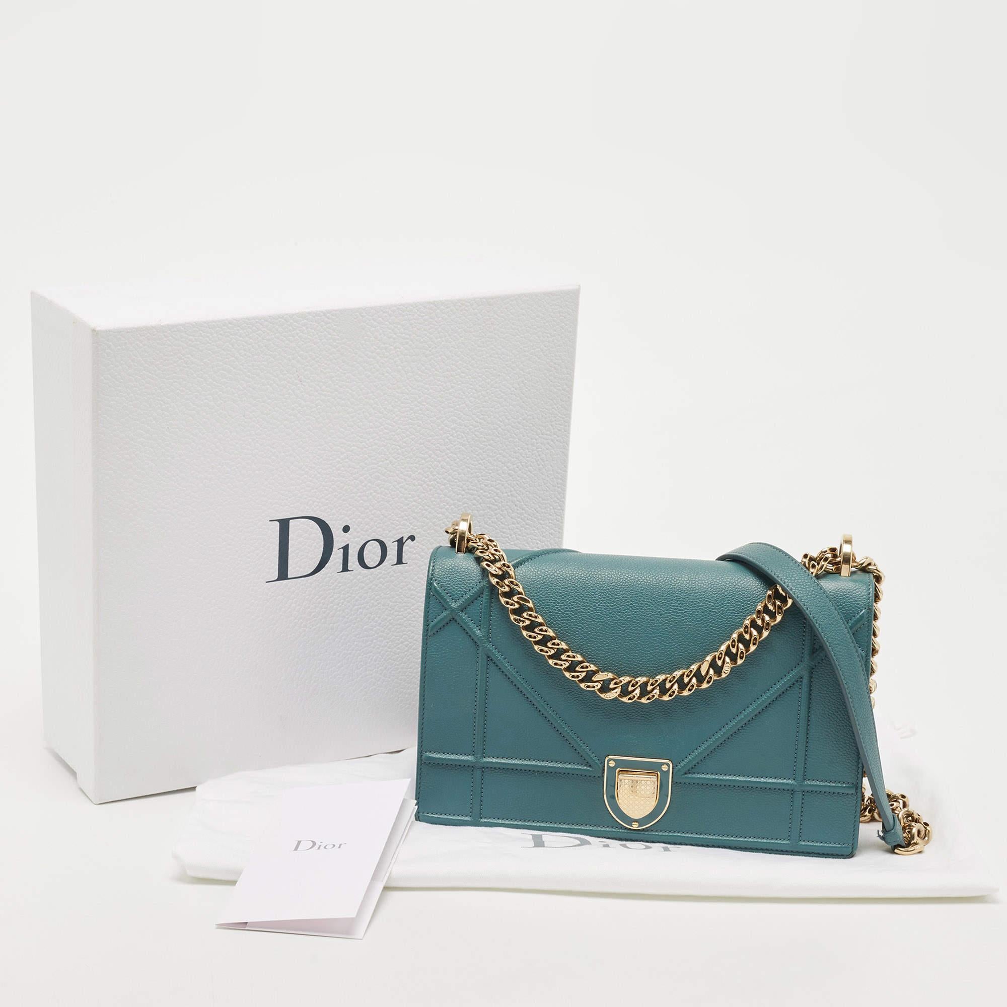 Dior Teal Green Leather Medium Diorama Shoulder Bag 9