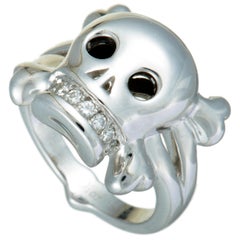 Dior Tête de Mort Diamond Pave White Gold Skull Ring