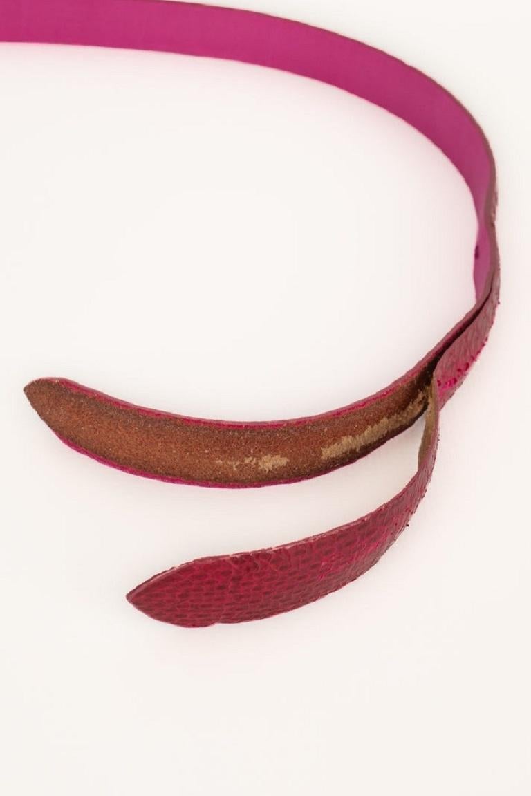 Women's Dior Thin Pink Snake Leather Belt For Sale