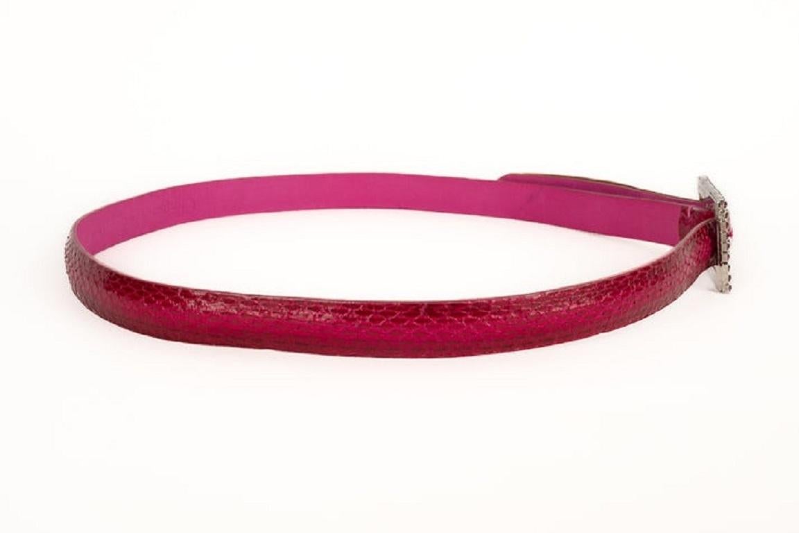 Dior Thin Pink Snake Leather Belt For Sale 1