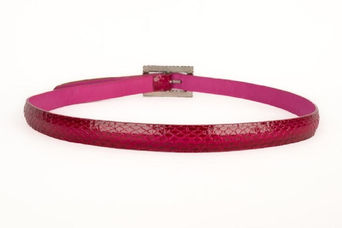 Dior Thin Pink Snake Leather Belt For Sale 2