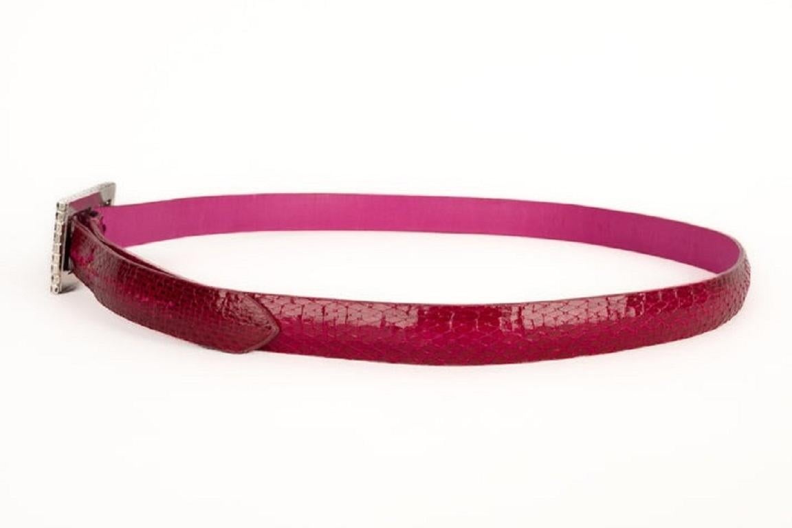 Dior Thin Pink Snake Leather Belt For Sale 3