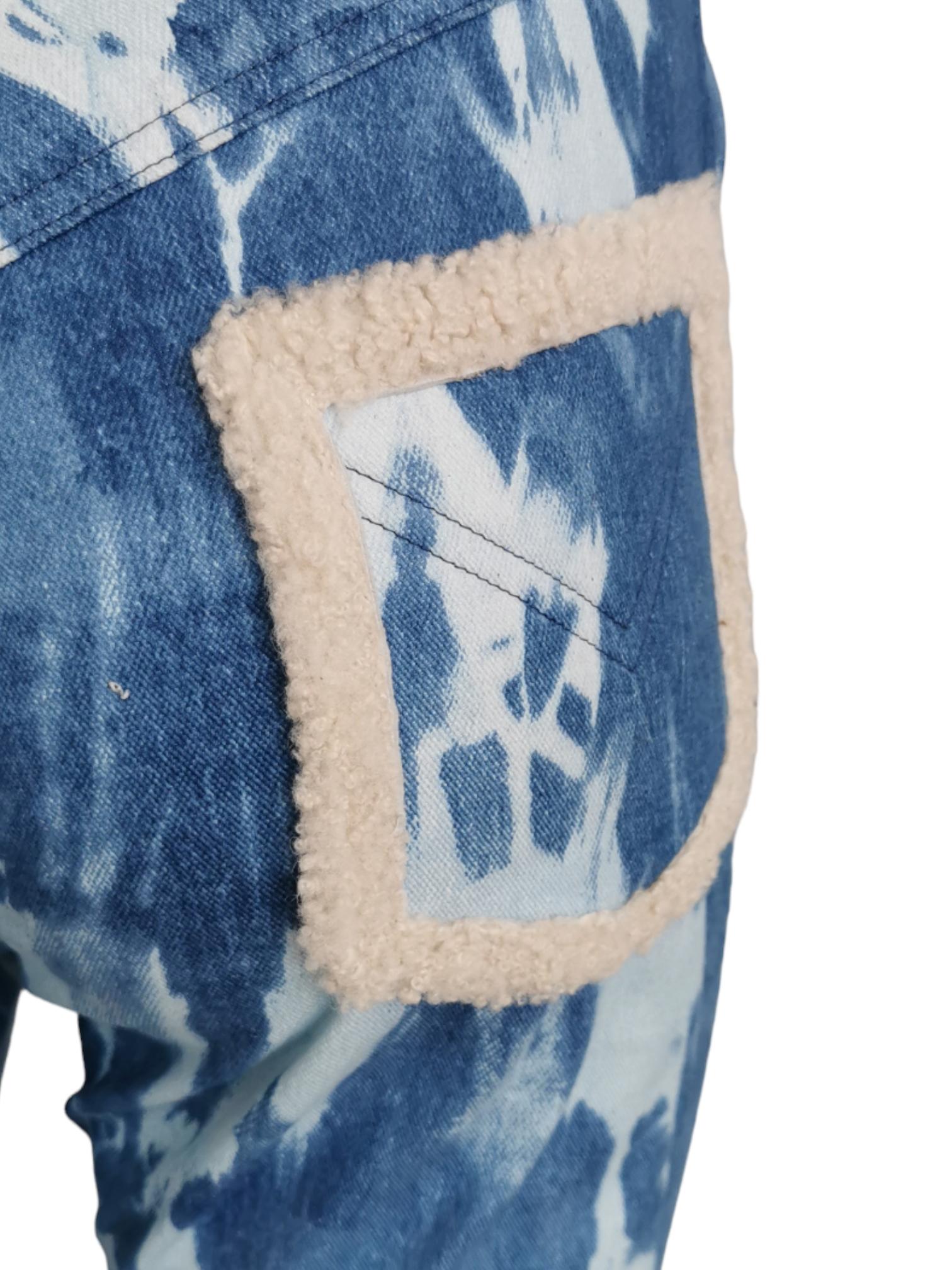 Blue Dior tie dye shearling jeans, FW 2000 For Sale