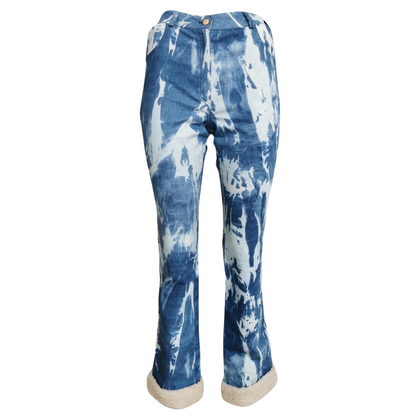 Dior tie dye shearling jeans, FW 2000 For Sale