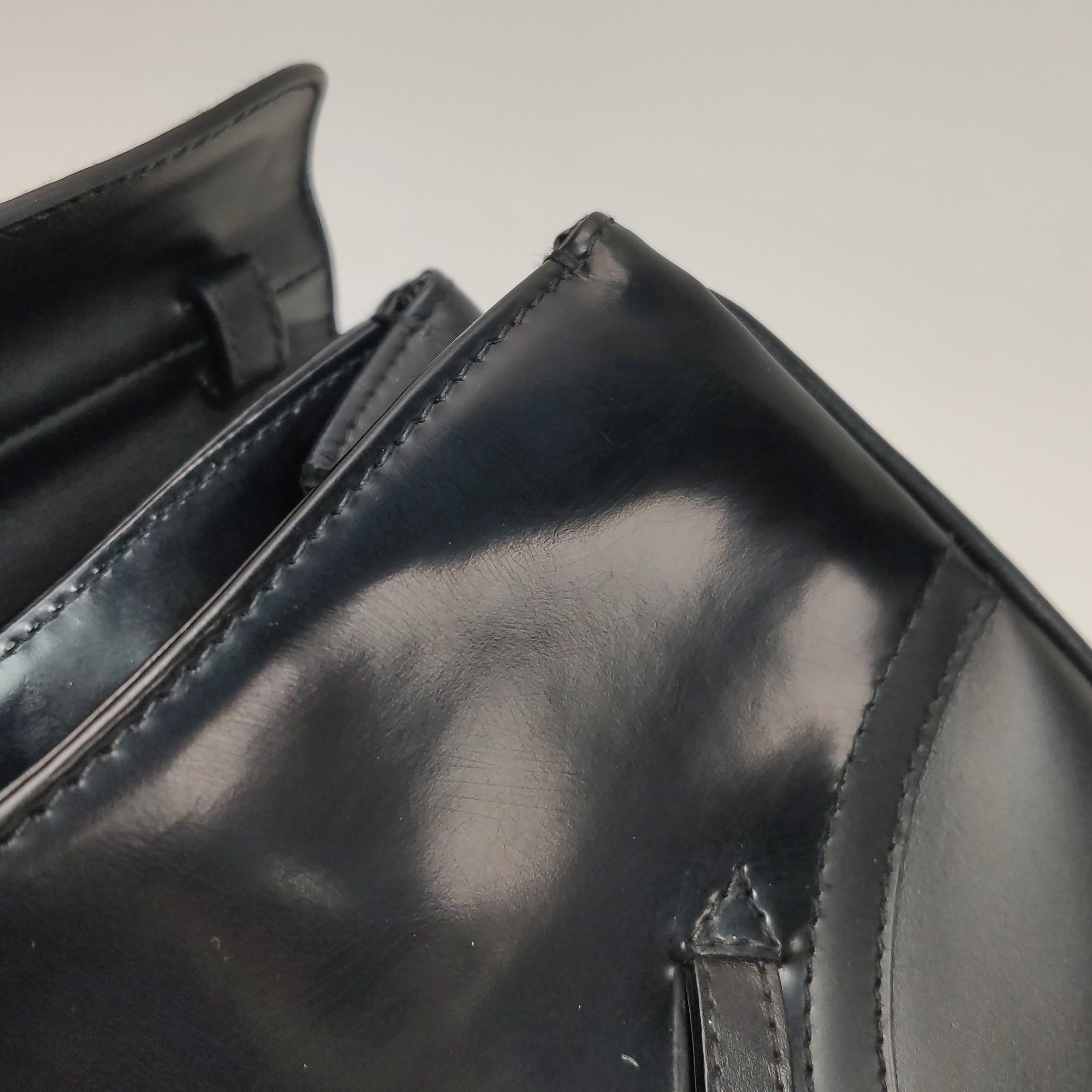 Dior Top Handle Saddle Bag Black Smooth Shiny Calfskin Leather in vendita 9