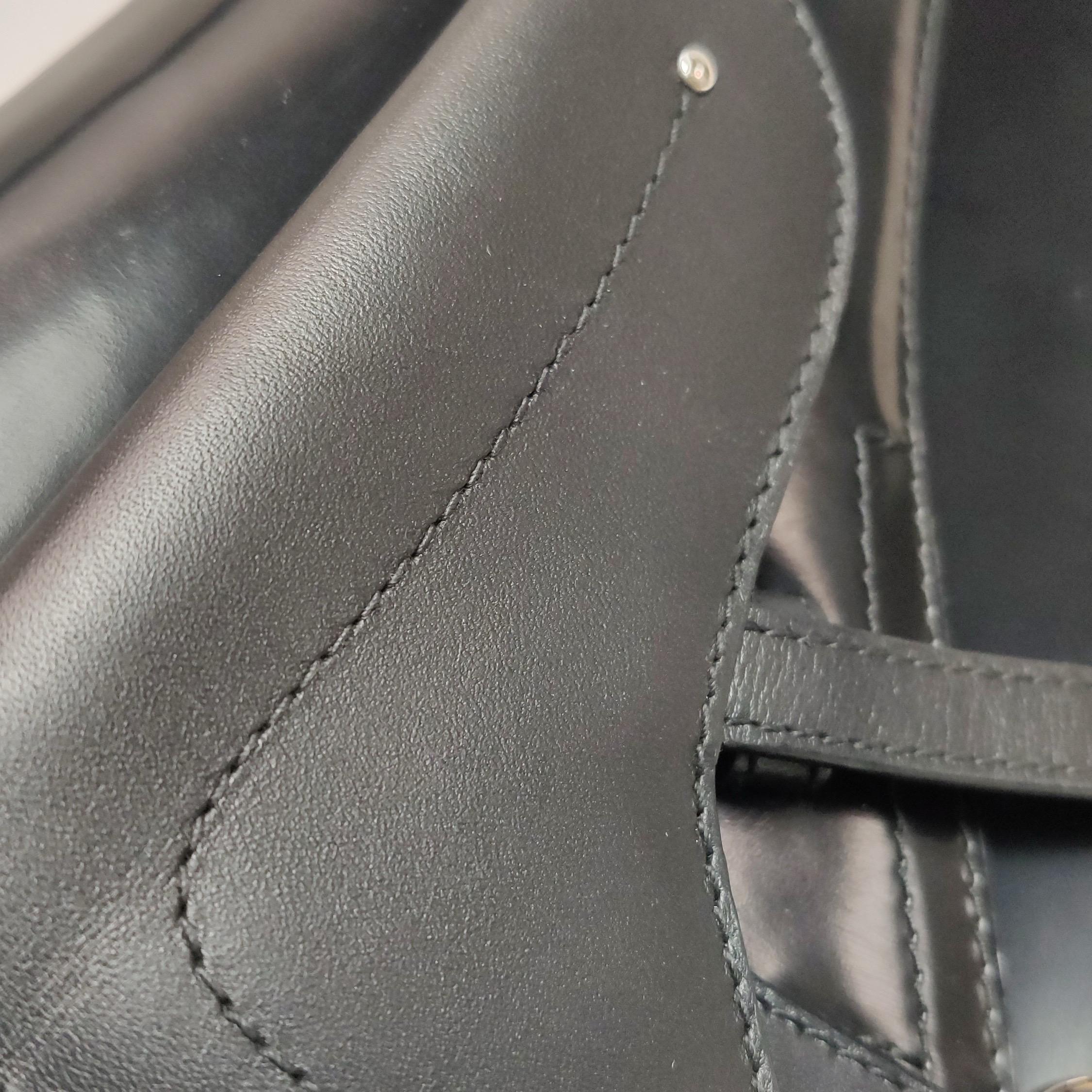 Dior Top Handle Saddle Bag Black Smooth Shiny Calfskin Leather in vendita 12