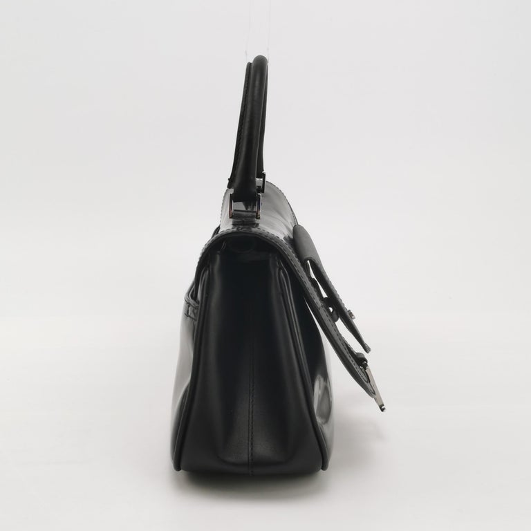 Dior Top Handle Saddle Bag Black Smooth Shiny Calfskin Leather, image 4 of 18
