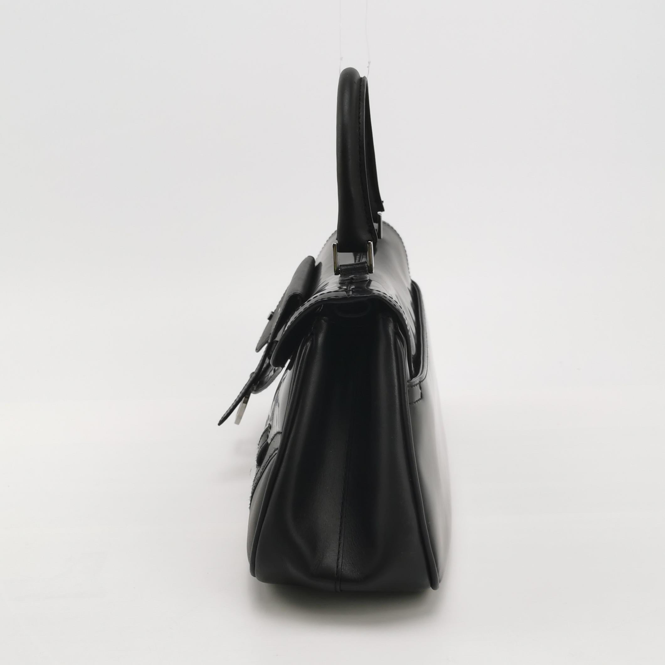 Donna Dior Top Handle Saddle Bag Black Smooth Shiny Calfskin Leather in vendita