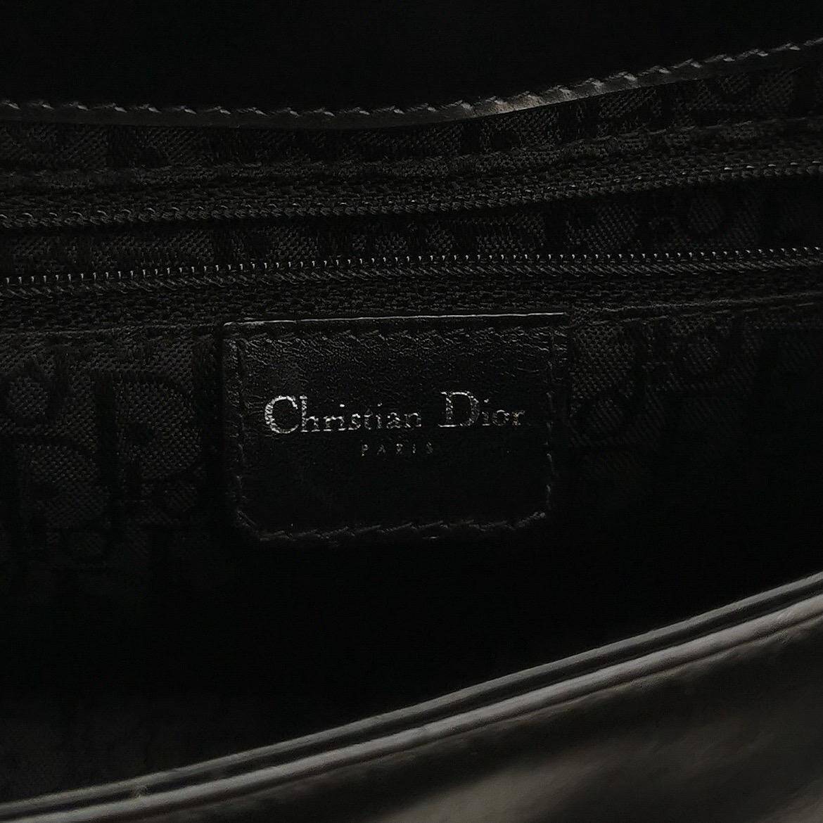 Dior Top Handle Saddle Bag Black Smooth Shiny Calfskin Leather in vendita 2