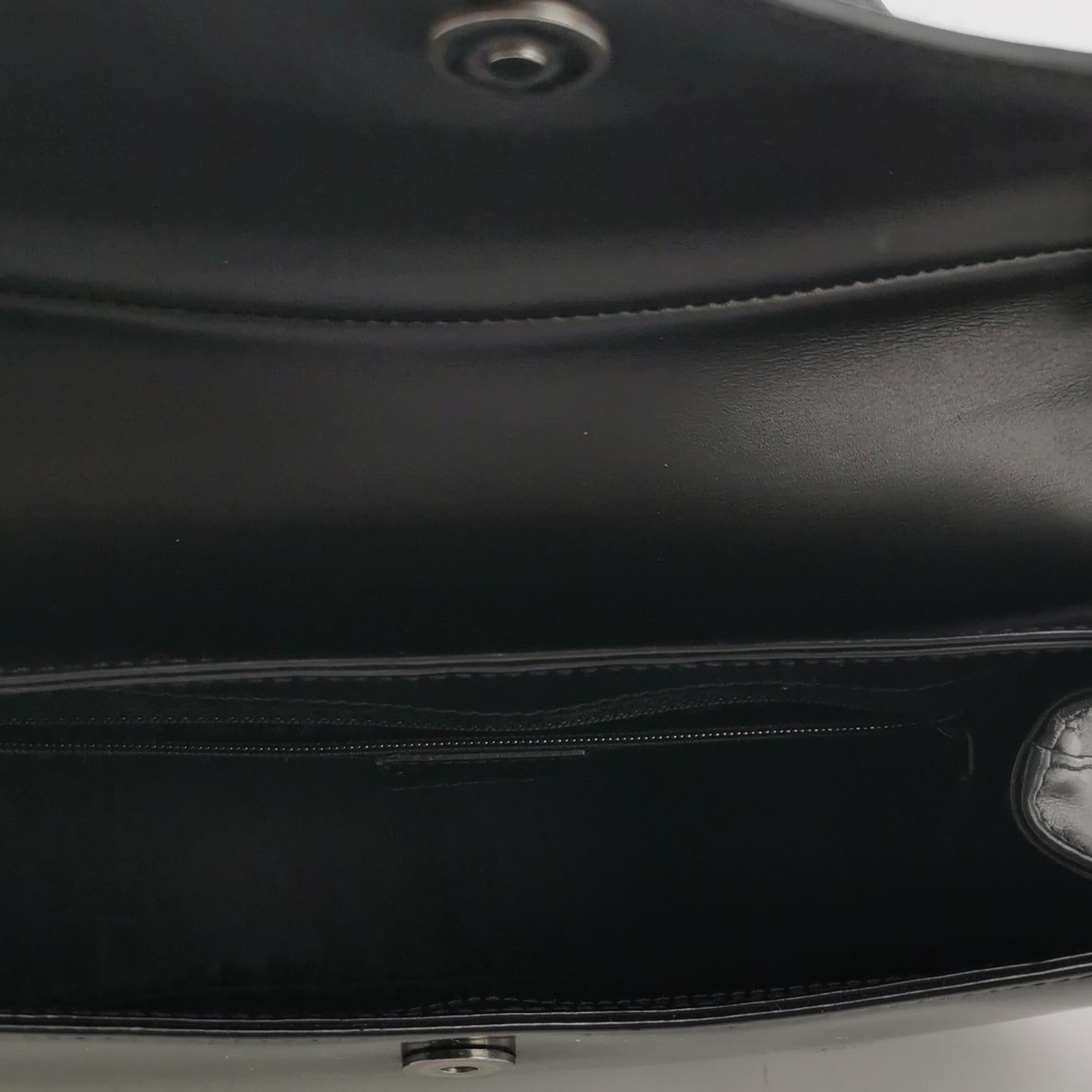 Dior Top Handle Saddle Bag Black Smooth Shiny Calfskin Leather in vendita 4