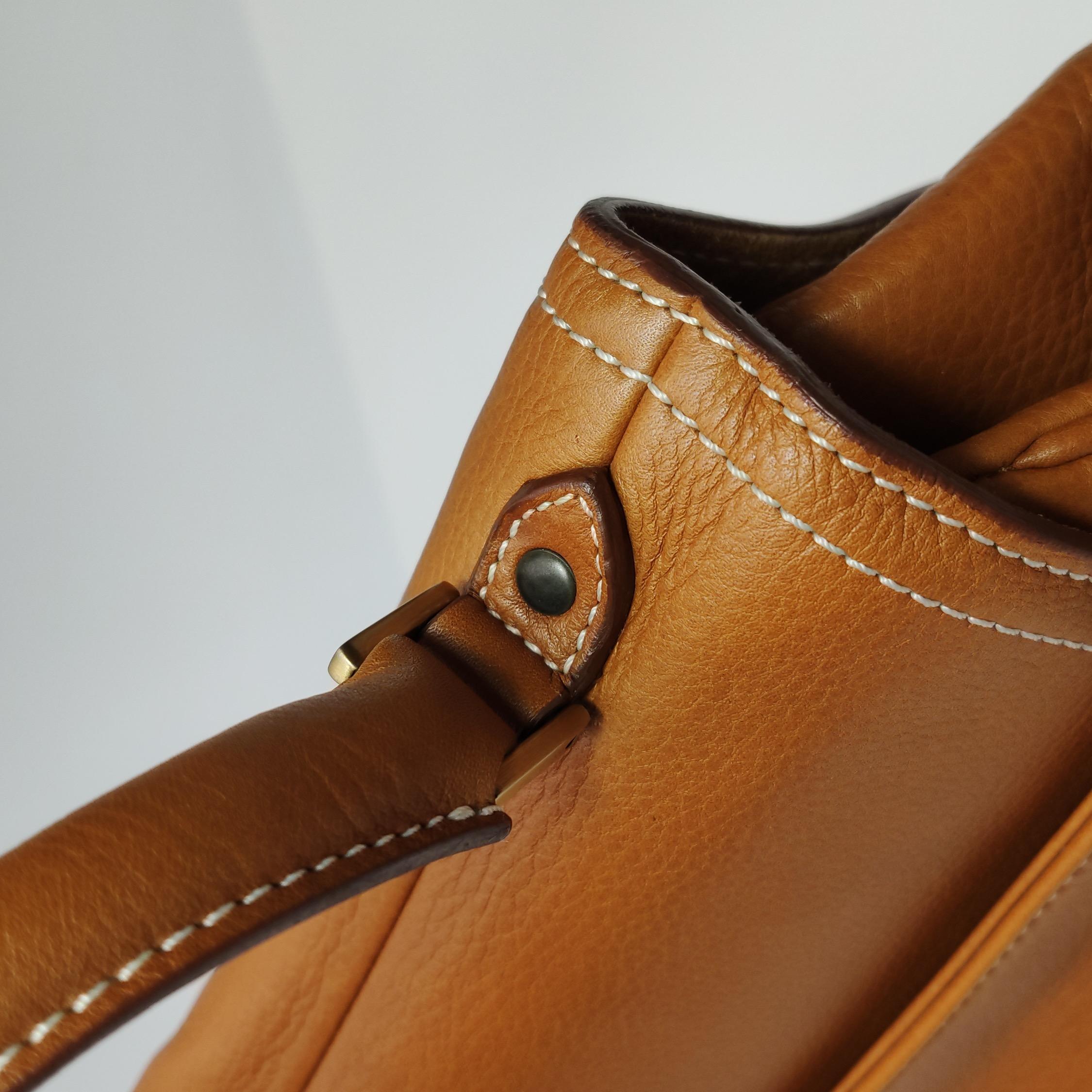 Dior Top Handle Saddle Bag Cognac Tan Brown Calfskin Leather For Sale 8