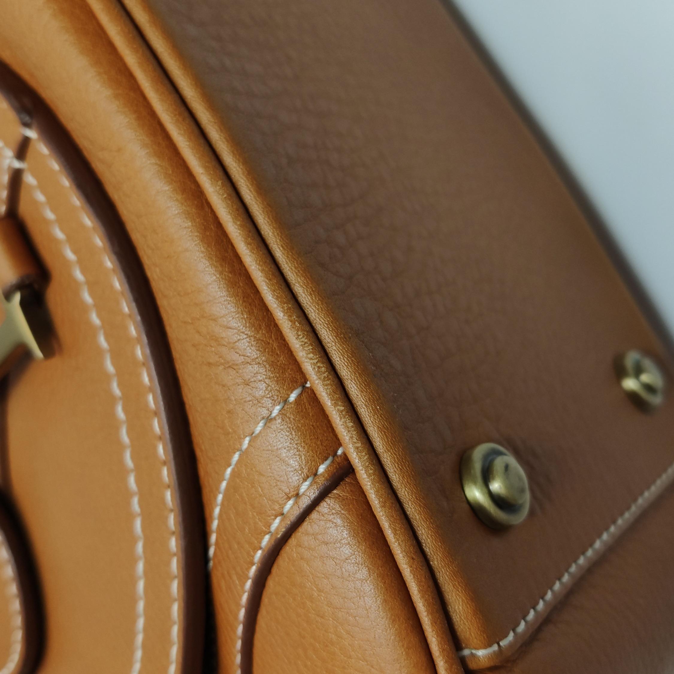 Dior Top Handle Saddle Bag Cognac Tan Brown Calfskin Leather For Sale 9