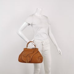 Dior Top Handle Saddle Bag Cognac Tan Brown Calfskin Leather