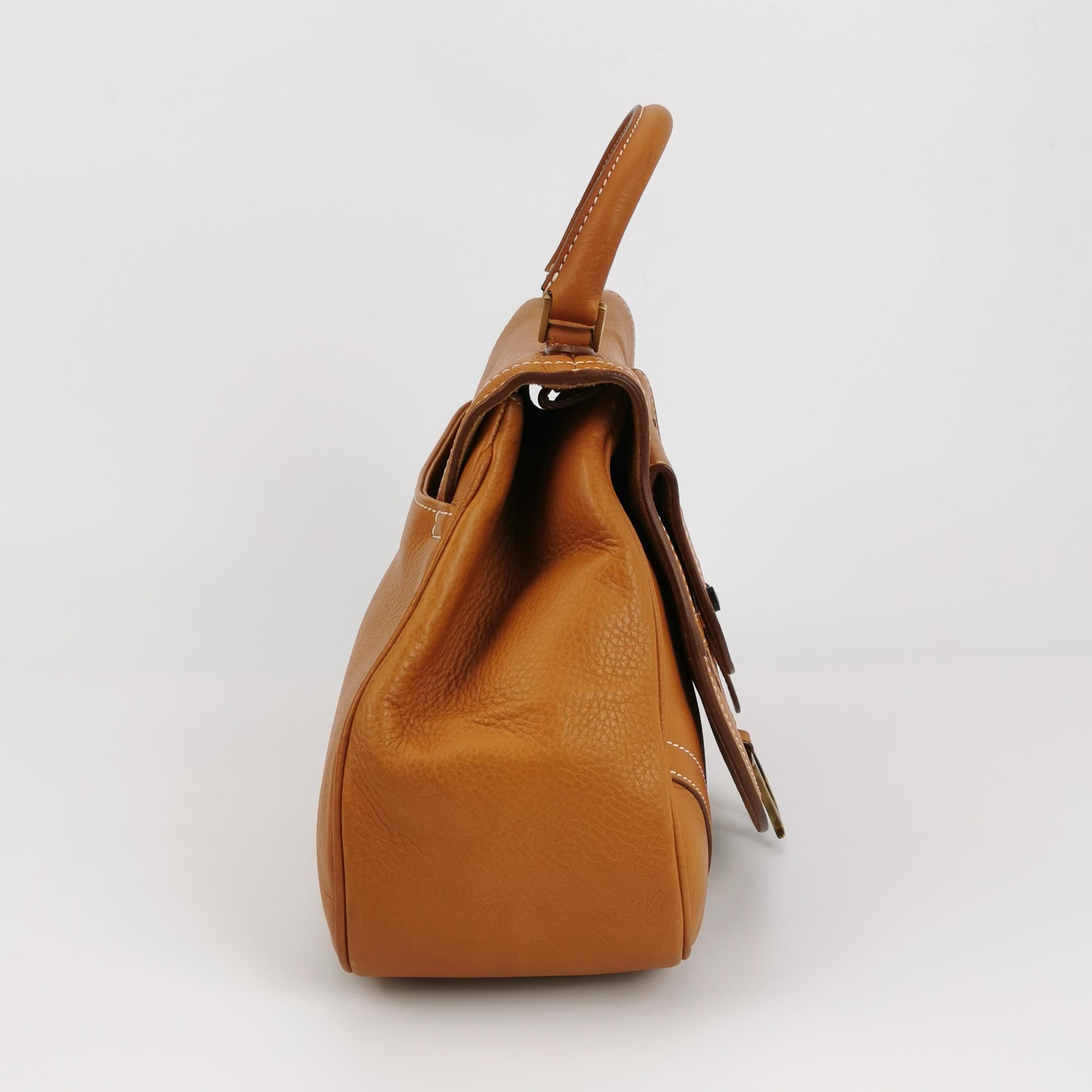 Women's Dior Top Handle Saddle Bag Cognac Tan Brown Calfskin Leather For Sale