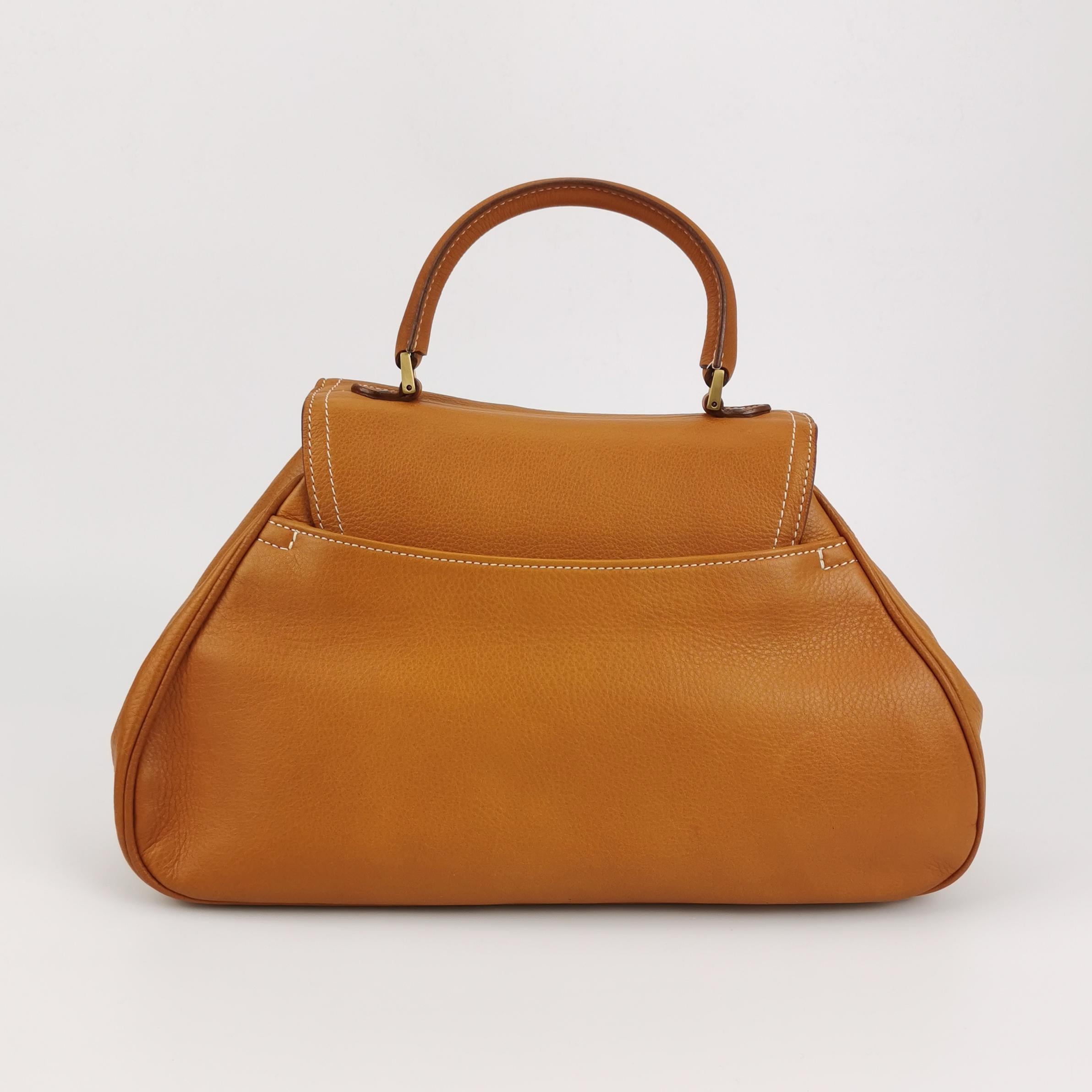 Dior Top Handle Saddle Bag Cognac Tan Brown Calfskin Leather For Sale 1
