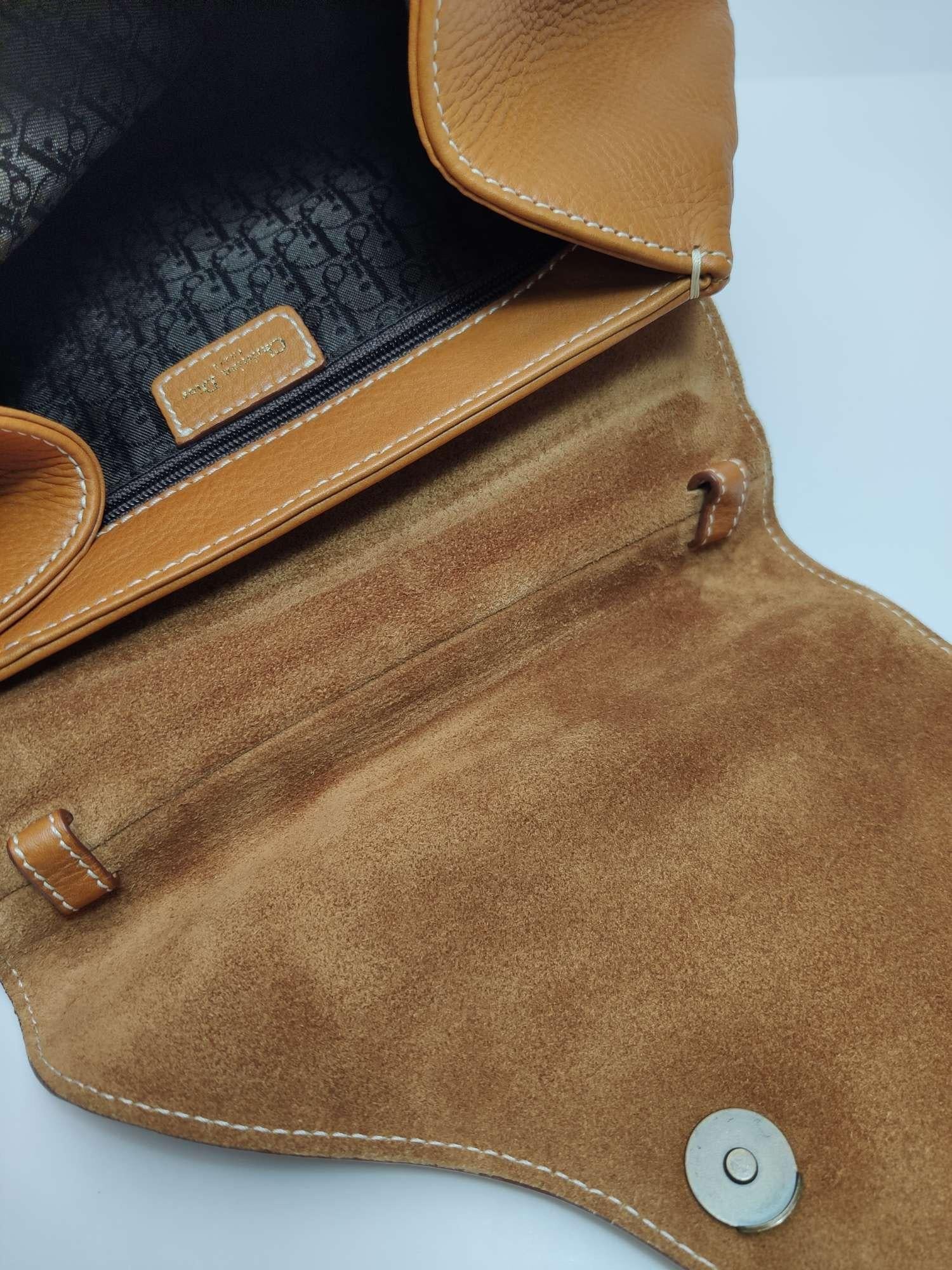 Dior Top Handle Saddle Bag Cognac Tan Brown Calfskin Leather For Sale 4