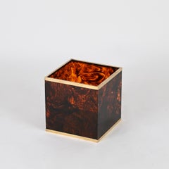 Dior Schildpatt-Effekt Lucite und Messing kubische Magazinhalter, 1970er Jahre