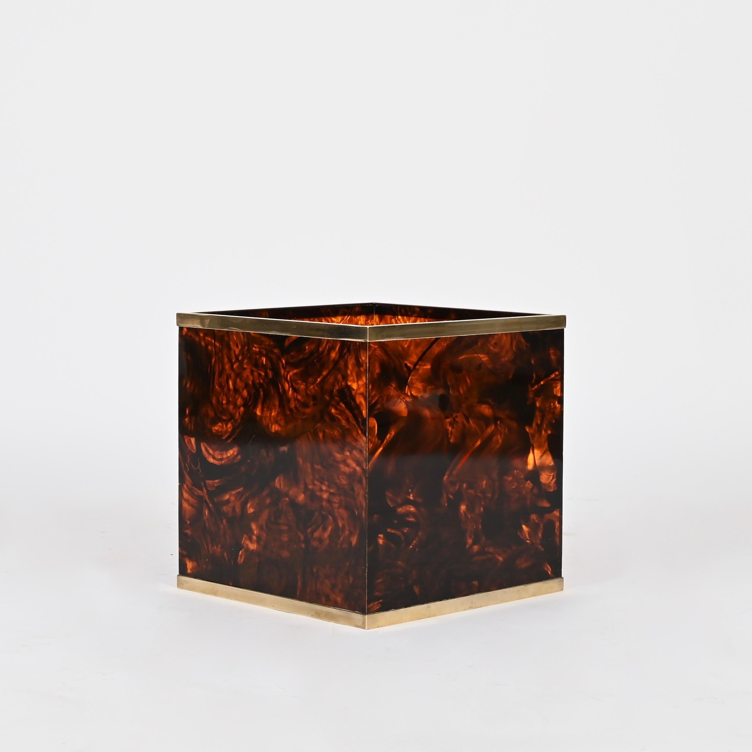 XX secolo Portariviste cubico in lucite e ottone effetto tartaruga Dior, anni '70 in vendita