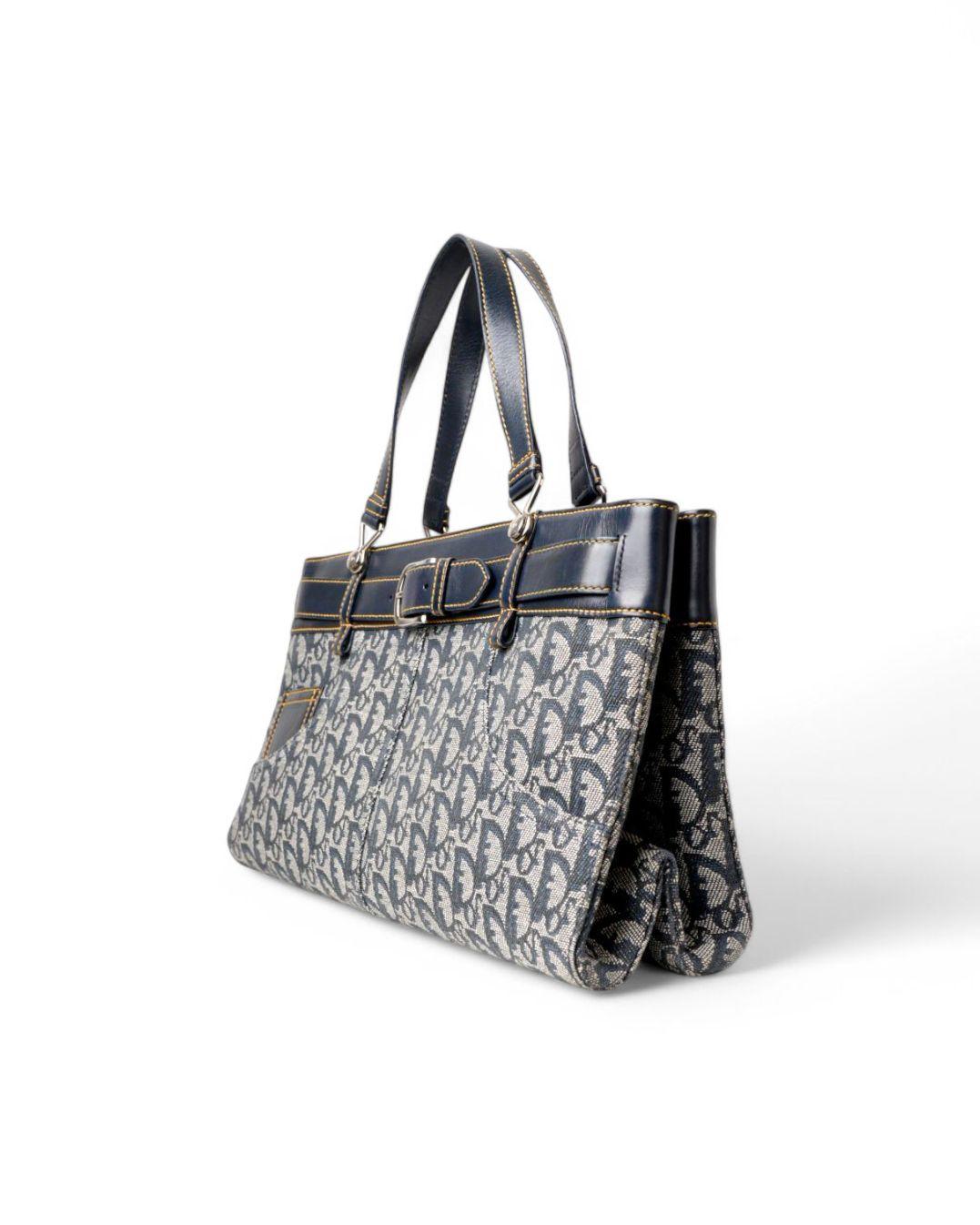 Gray Dior Tote Pocket Denim Trotter Blue en vente