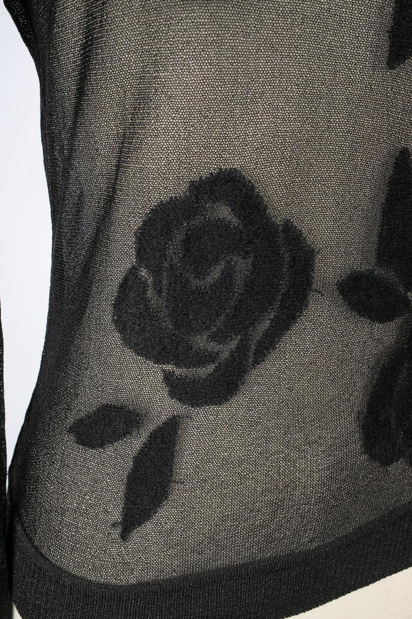 Pull Dior en maille noire transparente, 2008 en vente 4