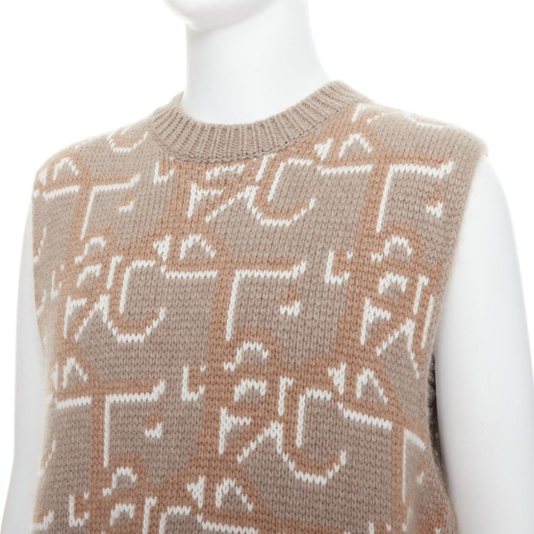 DIOR Travis Scott Cactus Jack 2022 beige 100% cashmere oblique vest sweater  M For Sale at 1stDibs