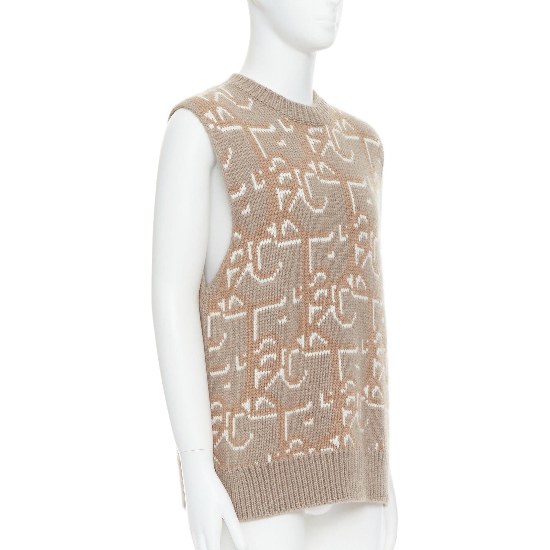 Beige DIOR Travis Scott Cactus Jack 2022 beige 100 % cachemire gilet oblique M en vente