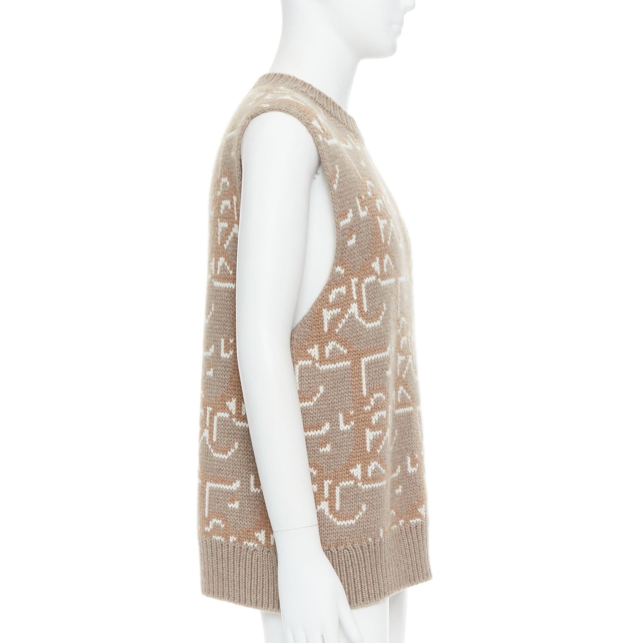 Men's DIOR Travis Scott Cactus Jack 2022 beige 100% cashmere oblique vest sweater M