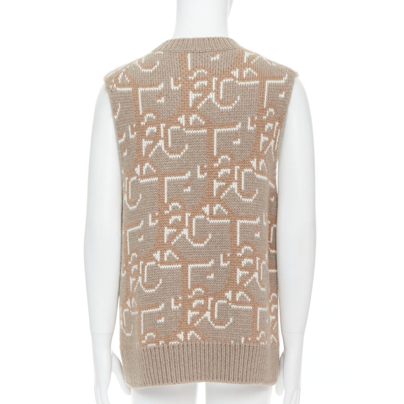 DIOR Travis Scott Cactus Jack 2022 beige 100 % cachemire gilet oblique M Pour hommes en vente