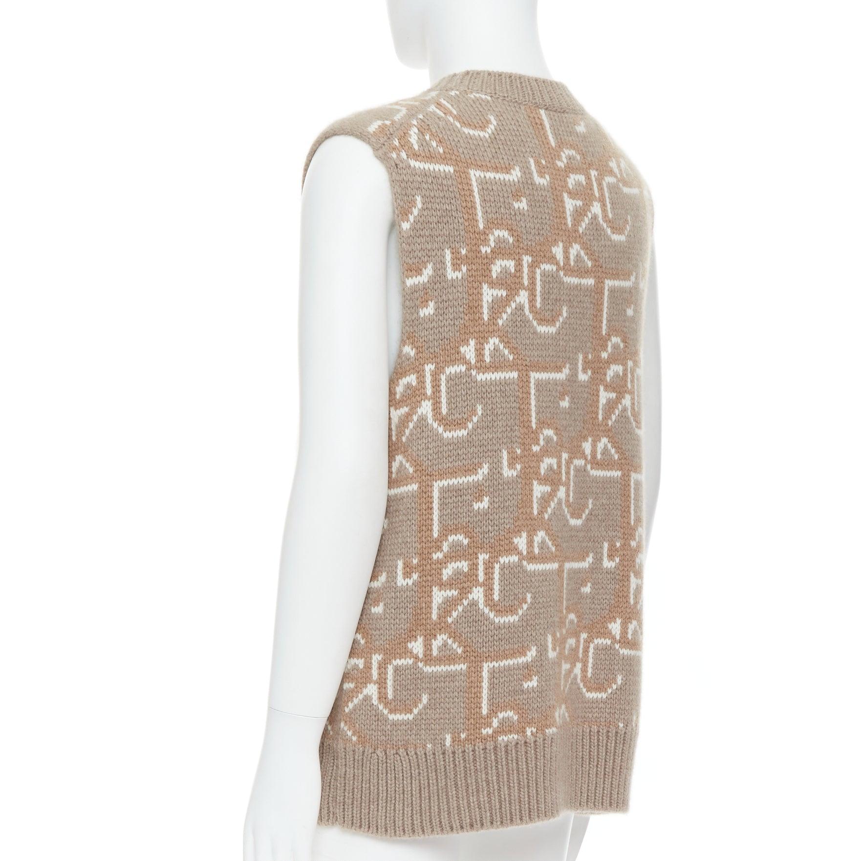 DIOR Travis Scott Cactus Jack 2022 beige 100 % cachemire gilet oblique M en vente 1