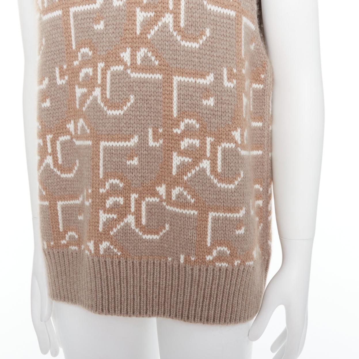 DIOR Travis Scott Cactus Jack 2022 beige 100 % cachemire gilet oblique M en vente 2