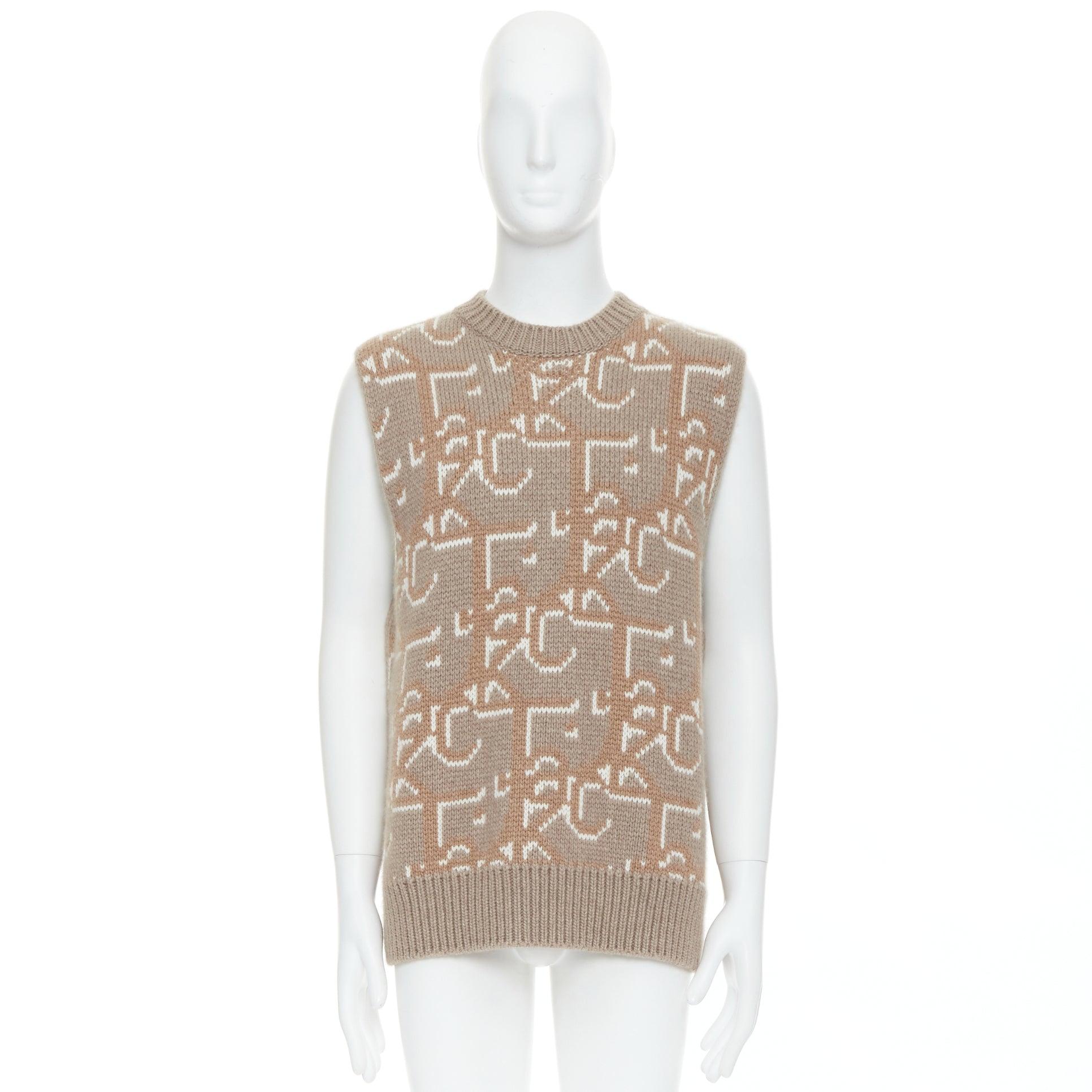 DIOR Travis Scott Cactus Jack 2022 beige 100 % cachemire gilet oblique M en vente 4
