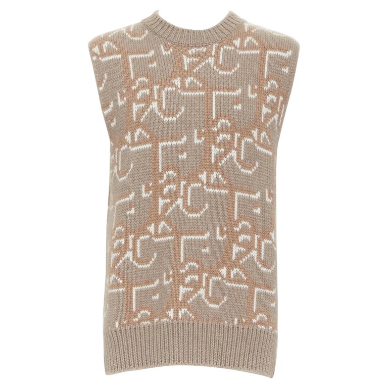 DIOR Travis Scott Cactus Jack 2022 beige 100% cashmere oblique vest sweater  M For Sale at 1stDibs