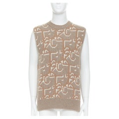 DIOR Travis Scott Cactus Jack 2022 beige 100% cachemira chaleco oblicuo jersey M