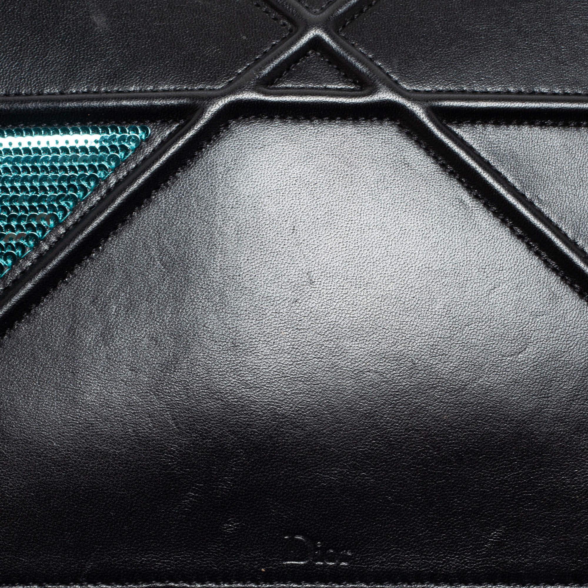 Dior Tri Color Leather and Sequins Medium Diorama Flap Shoulder Bag 9